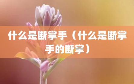 什么是断掌手（什么是断掌手的断掌）