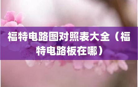 福特电路图对照表大全（福特电路板在哪）