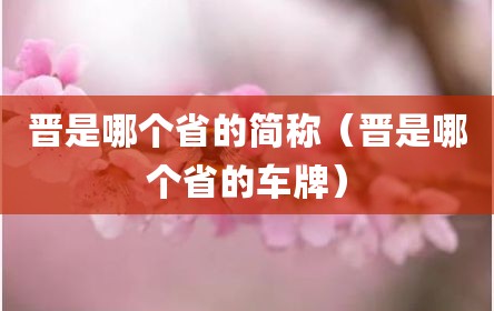 晋是哪个省的简称（晋是哪个省的车牌）