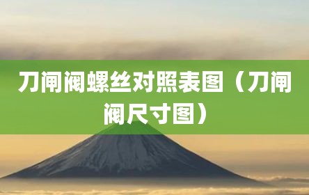 刀闸阀螺丝对照表图（刀闸阀尺寸图）