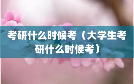考研什么时候考（大学生考研什么时候考）