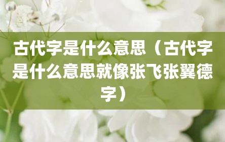 古代字是什么意思（古代字是什么意思就像张飞张翼德字）