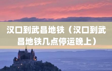汉口到武昌地铁（汉口到武昌地铁几点停运晚上）