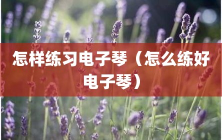 怎样练习电子琴（怎么练好电子琴）