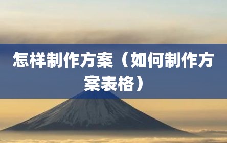 怎样制作方案（如何制作方案表格）