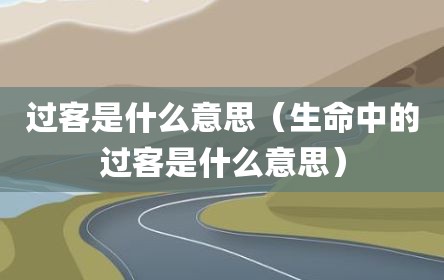 过客是什么意思（生命中的过客是什么意思）