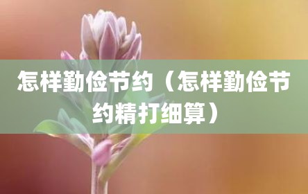 怎样勤俭节约（怎样勤俭节约精打细算）