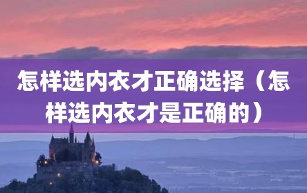 怎样选内衣才正确选择（怎样选内衣才是正确的）