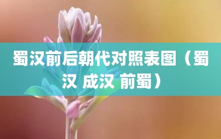 蜀汉前后朝代对照表图（蜀汉 成汉 前蜀）