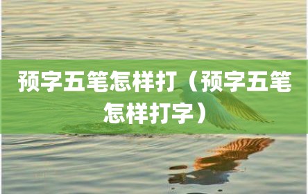 预字五笔怎样打（预字五笔怎样打字）