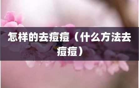 怎样的去痘痘（什么方法去痘痘）
