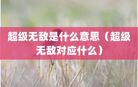 超级无敌是什么意思（超级无敌对应什么）