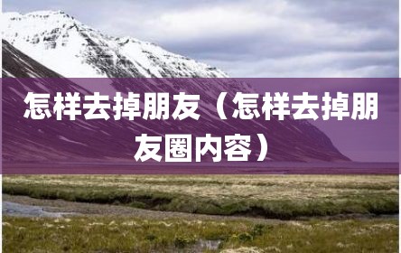 怎样去掉朋友（怎样去掉朋友圈内容）