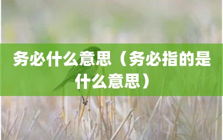 务必什么意思（务必指的是什么意思）