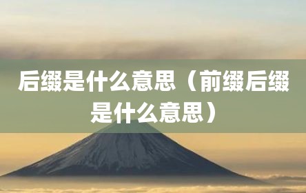 后缀是什么意思（前缀后缀是什么意思）
