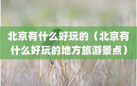 北京有什么好玩的（北京有什么好玩的地方旅游景点）