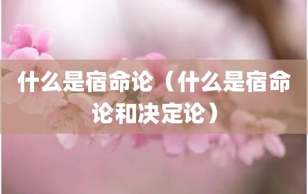 什么是宿命论（什么是宿命论和决定论）