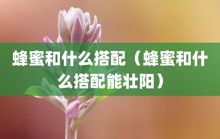 蜂蜜和什么搭配（蜂蜜和什么搭配能壮阳）