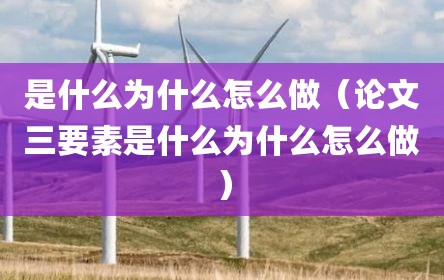 是什么为什么怎么做（论文三要素是什么为什么怎么做）