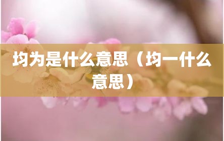 均为是什么意思（均一什么意思）