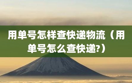 用单号怎样查快递物流（用单号怎么查快递?）