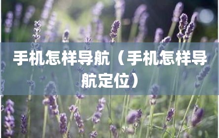 手机怎样导航（手机怎样导航定位）