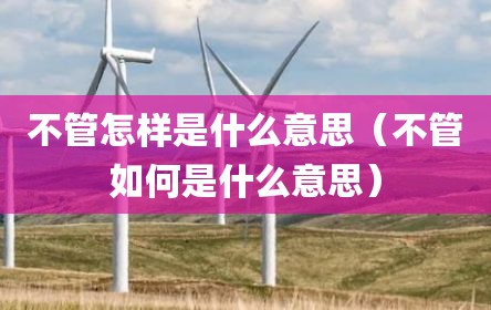 不管怎样是什么意思（不管如何是什么意思）
