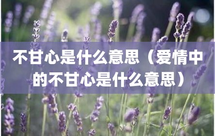 不甘心是什么意思（爱情中的不甘心是什么意思）