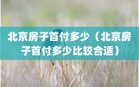 北京房子首付多少（北京房子首付多少比较合适）