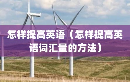 怎样提高英语（怎样提高英语词汇量的方法）
