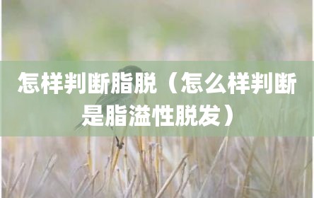 怎样判断脂脱（怎么样判断是脂溢性脱发）