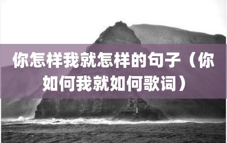 你怎样我就怎样的句子（你如何我就如何歌词）