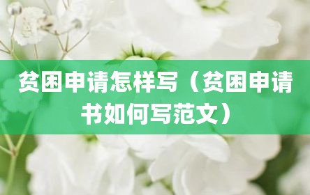 贫困申请怎样写（贫困申请书如何写范文）