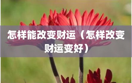 怎样能改变财运（怎样改变财运变好）