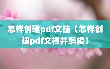 怎样创建pdf文档（怎样创建pdf文档并编辑）
