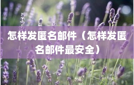 怎样发匿名邮件（怎样发匿名邮件最安全）