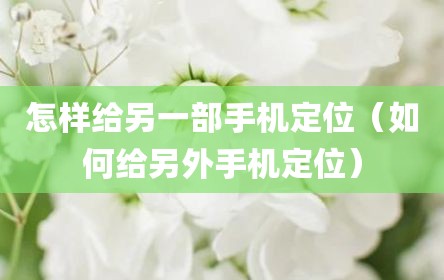 怎样给另一部手机定位（如何给另外手机定位）