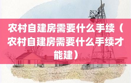 农村自建房需要什么手续（农村自建房需要什么手续才能建）