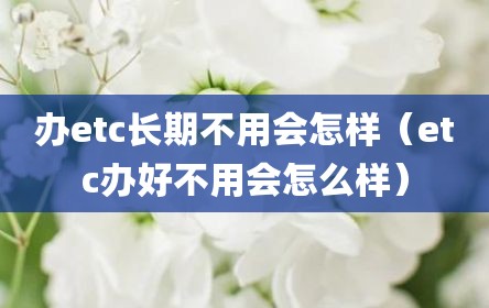 办etc长期不用会怎样（etc办好不用会怎么样）