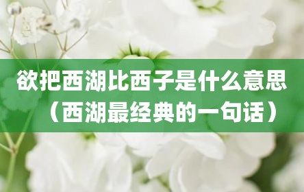 欲把西湖比西子是什么意思（西湖最经典的一句话）