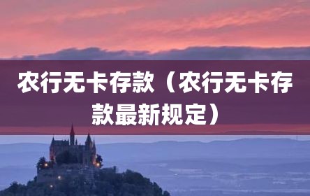 农行无卡存款（农行无卡存款最新规定）