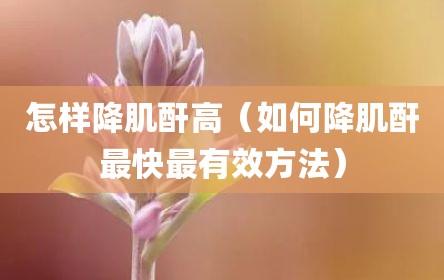 怎样降肌酐高（如何降肌酐最快最有效方法）