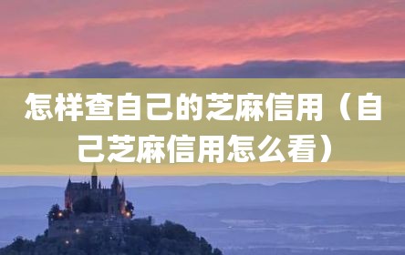 怎样查自己的芝麻信用（自己芝麻信用怎么看）