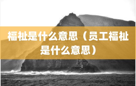 福祉是什么意思（员工福祉是什么意思）
