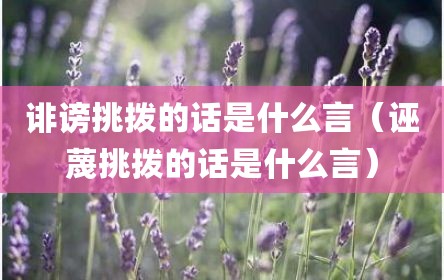 诽谤挑拨的话是什么言（诬蔑挑拨的话是什么言）