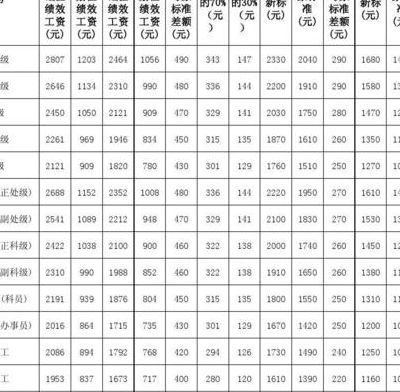 基础性绩效工资标准（基础性绩效工资标准一 标准三）