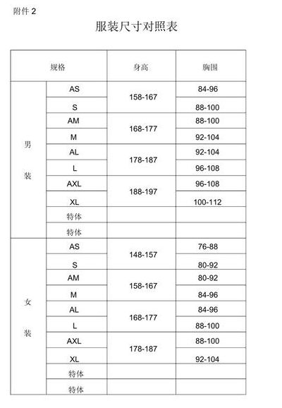 尺寸对照表（尺寸对照表厘米）