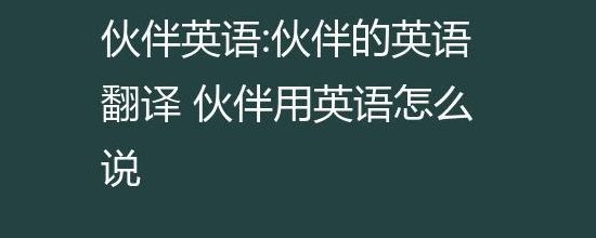 搭档英语怎么说（搭档用英语怎么说读音）