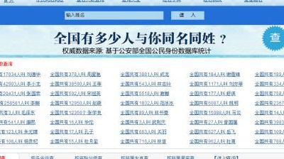 全国同名同姓查询网（同名同姓查询全国同名同姓人数查询）