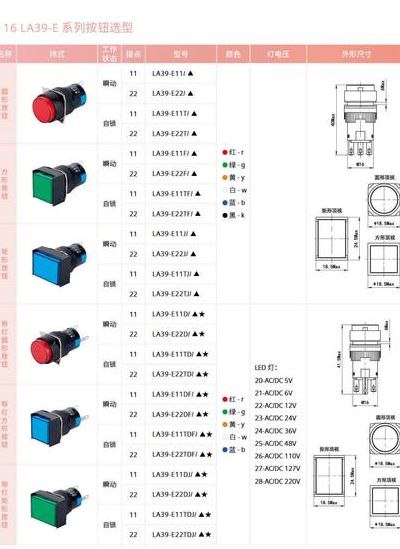 按钮元器件型号对照表图（按钮元件是什么）
